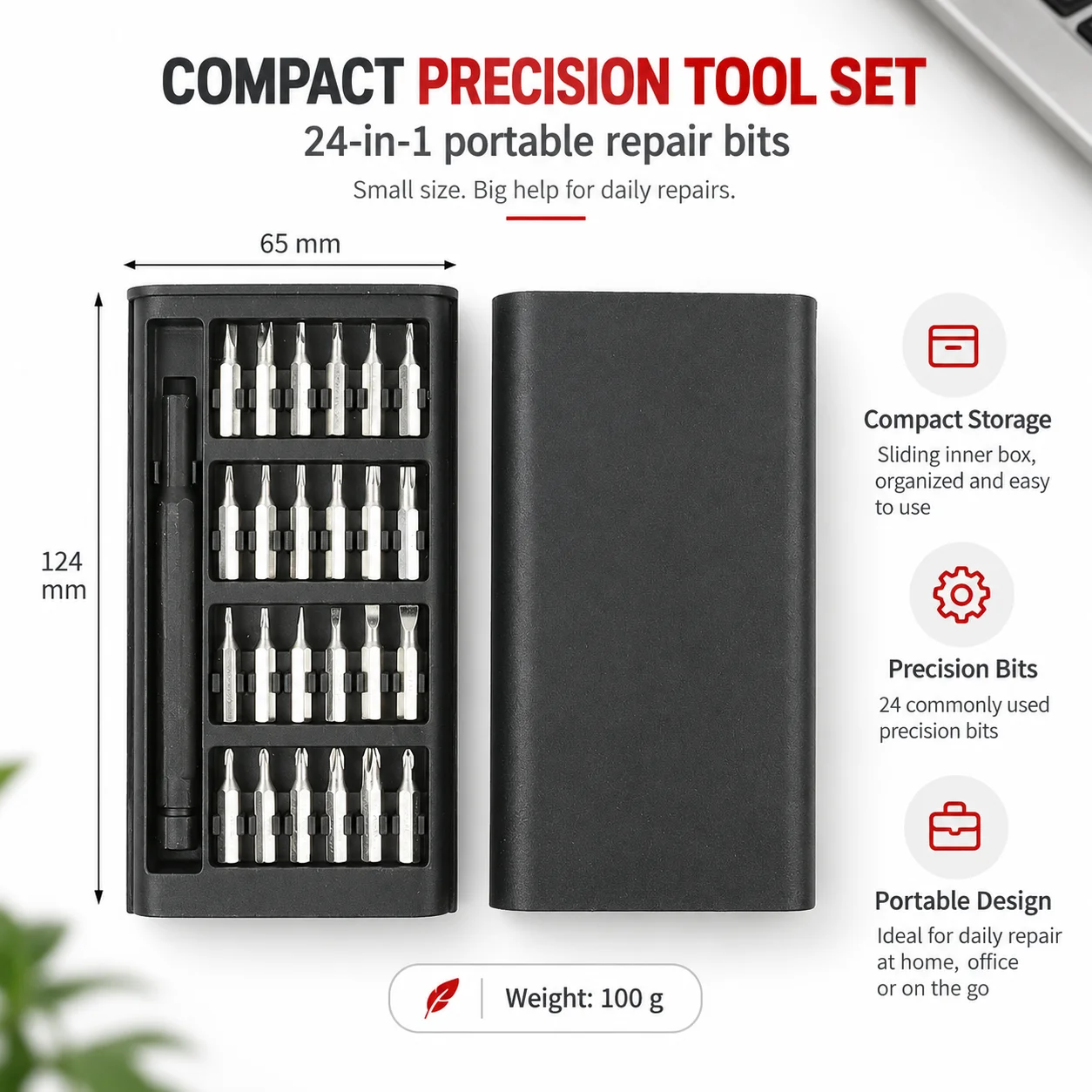 25 in 1 Precision Screwdriver Set Screw Driver Se Hexagonal Flat Head Magnetic Screwdriver Head for Car Computer Phone Home Use