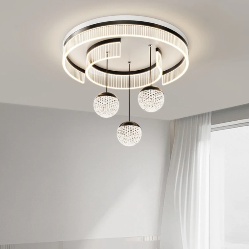 Lampu Gantung LED Mewah Modern Nordik, Lampu Plafon Bola Sederhana untuk Ruang Tamu dan Lobi, Dekorasi Personal Selebgram