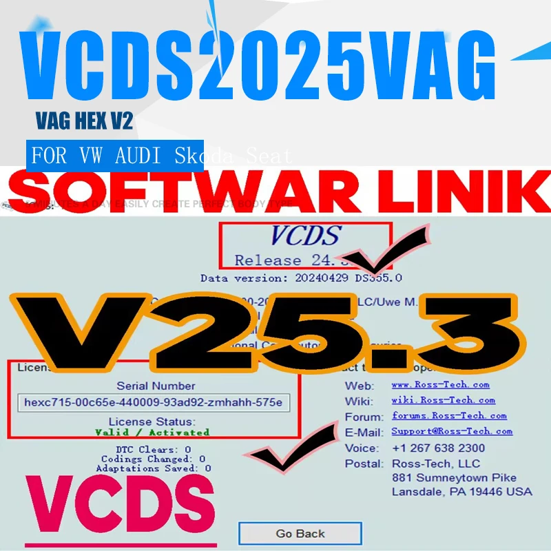 UPDATE SOFTWARE VAG-COM OBD2 Scanner HEX V2 USB Interface FOR V-W AU-DI Sk-oda Se-at Unlimited VINs Atmega162 Multilingual VCDS - Image 3