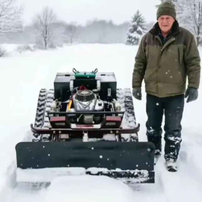Factory Direct 550mm Tracked Remote Zero-Turn Mower with Snow Plow Customizable Cost-Effective Lawn Care Equipment