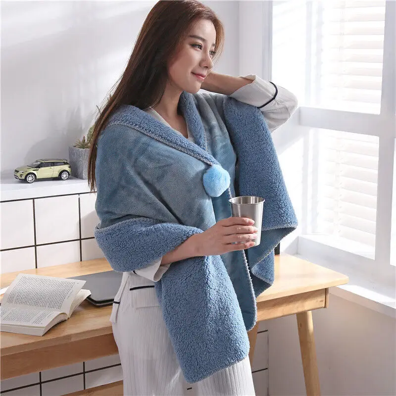 Fleece Wearable Comfy Poncho Throw Flannel Blanket Sweatshirt For Cover`