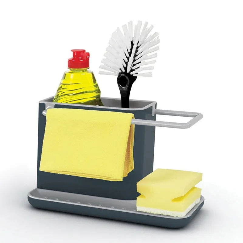 

Kitchen Cleaning Supplies Storage Organizing Draining Storage Rack Creative Desktop Dishwashing Cloth Sponge Pot Brush Rack