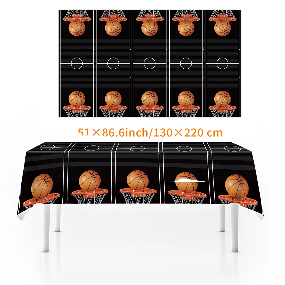 Basketball Geburtstag Party Dekore Basketball Tischdecke Basketball Kunststoff Tischdecke für Jungen Basketball Thema Party Supplies – Detail 2