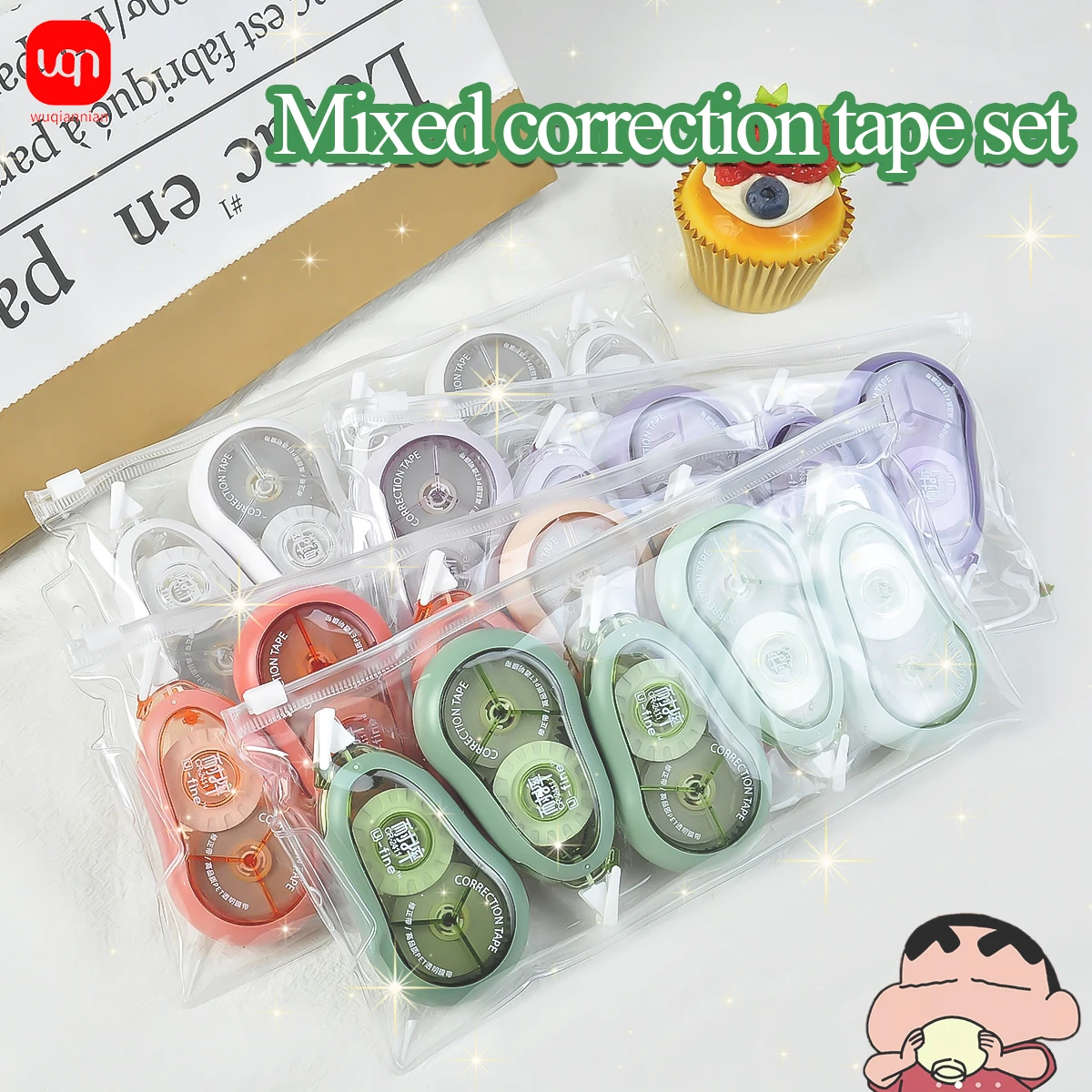 5PCS Press Type Correction Tapes Kawaii White Out Correction Band for School Kids Gifts Cute Corrector Tool Office Supplies
