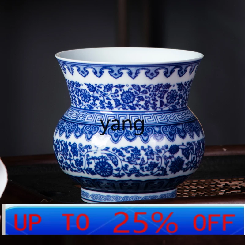 lmm Jingdezhen antique high-end pure handmade painting Jingdezhen large diameter flower pot