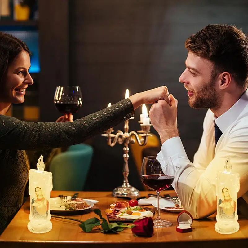 LED Christ Tealight Battery Powered LED Flameless Jesus Light Creative Christ Tealight Multifunctional Decorative Church