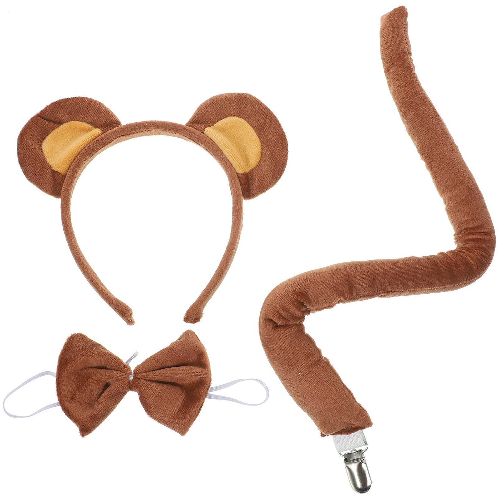 

Cute Bear Headb Set Animal Costume Props Tail Bow Tie for Party Halloween Animal Ear Headb Set Dress Up Accessories Reusable
