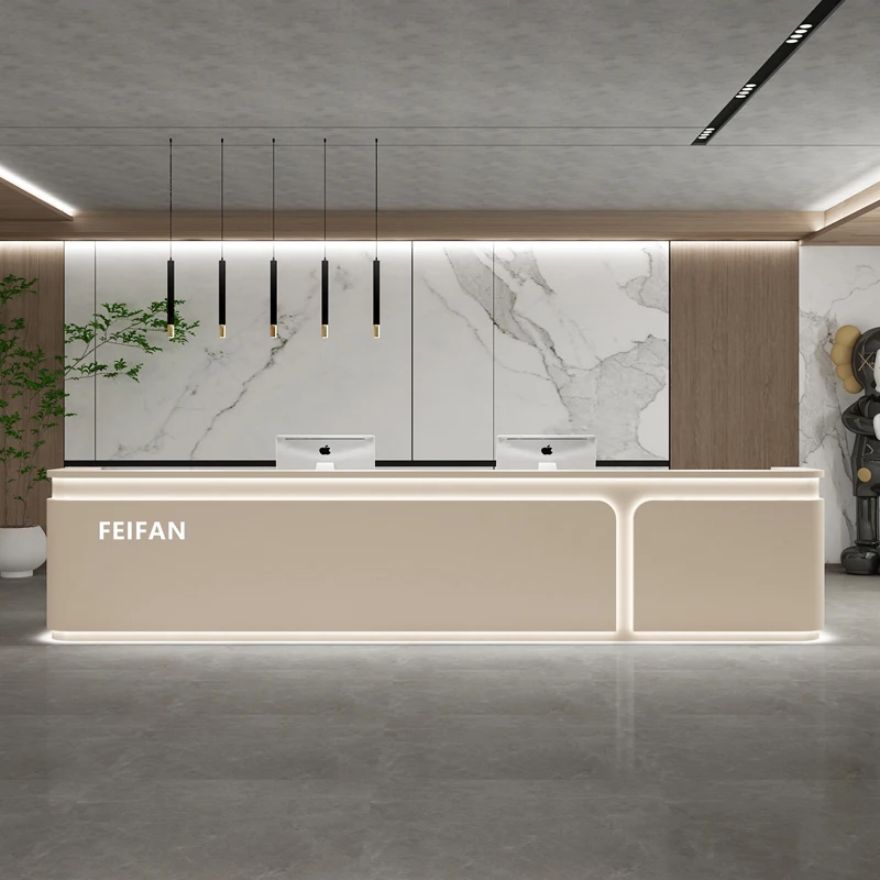 

Luxury Commercial Industrial Customer Center Table Desk Hotel Shelves Home Furniture Counter Beauty Reception Desk Design