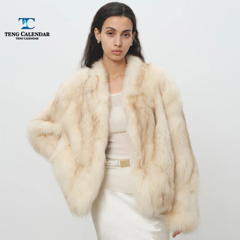 Mist Colored Imitation Fox Fur Grass, Short V-neck Furry Fur One-piece Coat, Women's Winter New Style