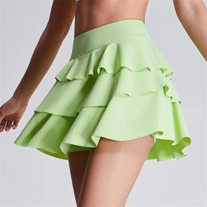 Tennis Skirts Women Golf Pleated Pocket Ice Resistant Sports Fitness Skorts High Waist Yoga Running Fake Two-piece Shorts Skirt