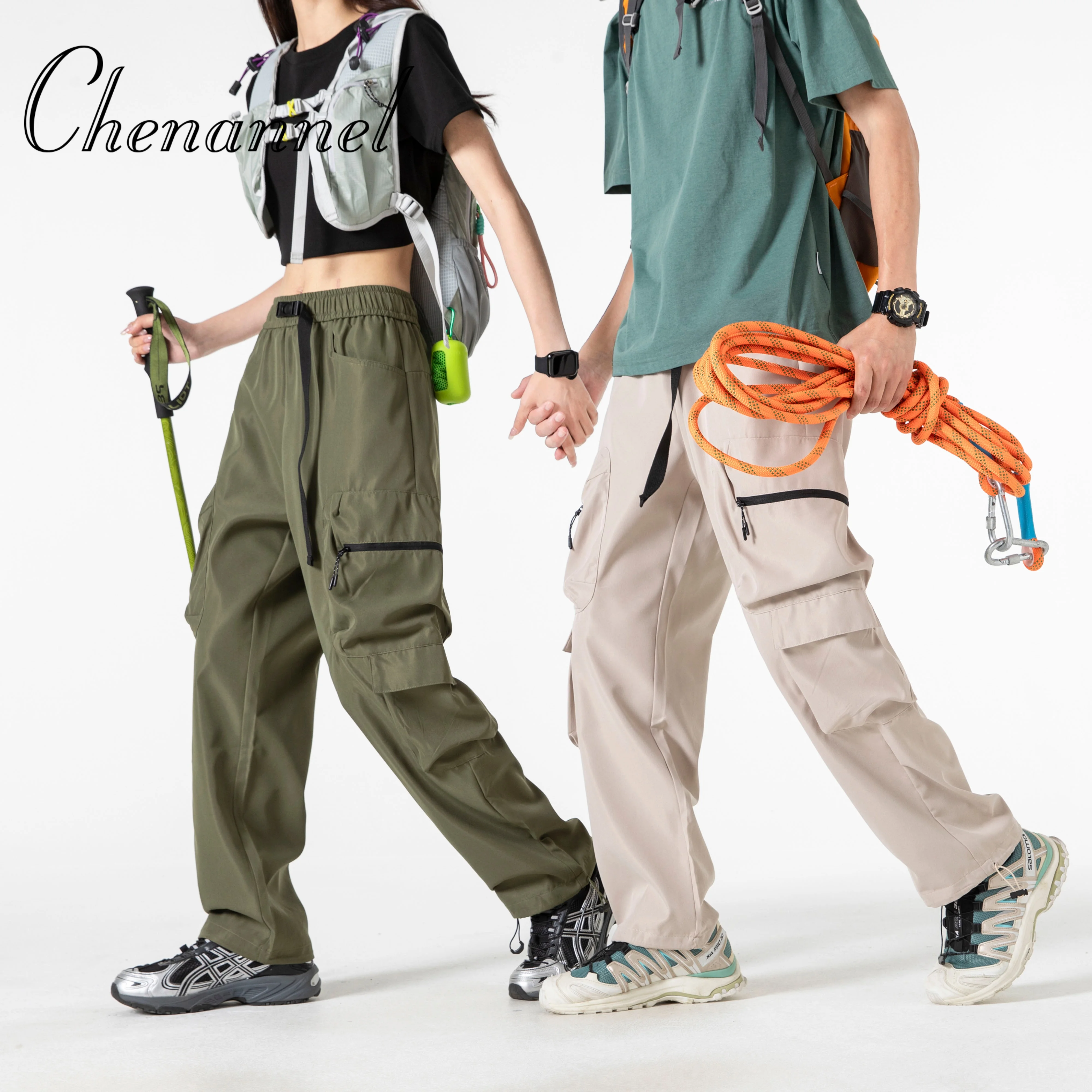 

Men's autumn American retro straight leg floor length pants with a sense of design and patchwork versatile casual long pants