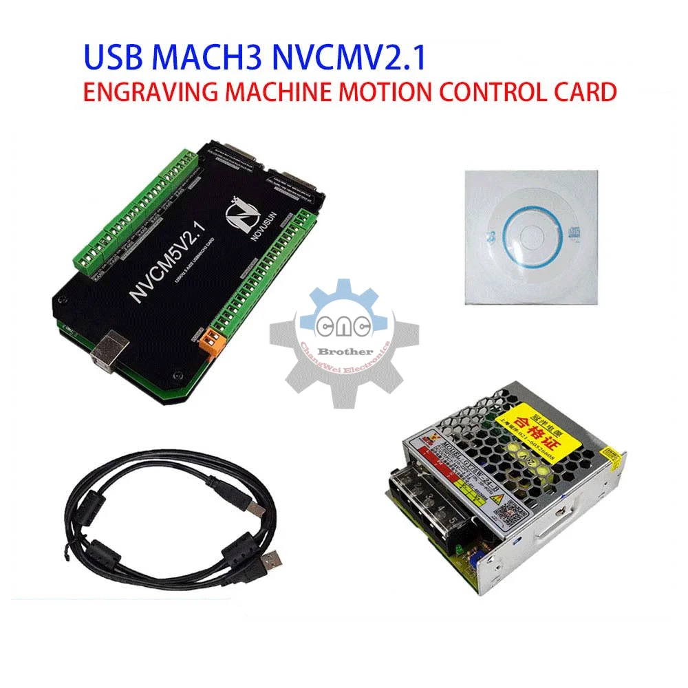 

CNC Kit NVCMV2.1 3/4/5/6-Axis Mach3 USB Card 300KHz CNC Router 3 4 5 6-Axis Motion Control Card Breakout Board, 75W 24V DC