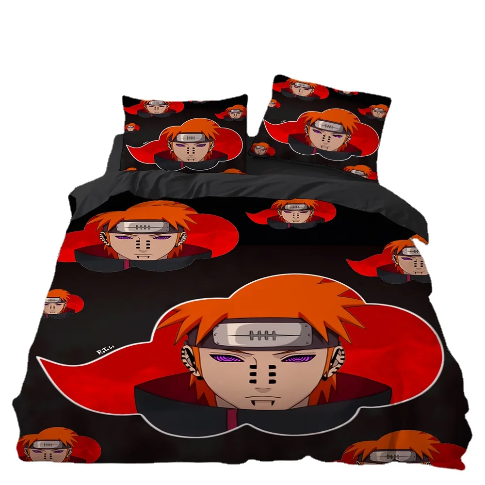 Anime Akatsuki Bedding Set N-NarutoS Duvet Cover 3D Cartoon Sasuke Kakashi Bed Bedroom Duvet Cover Bedding Suit Kids Gift