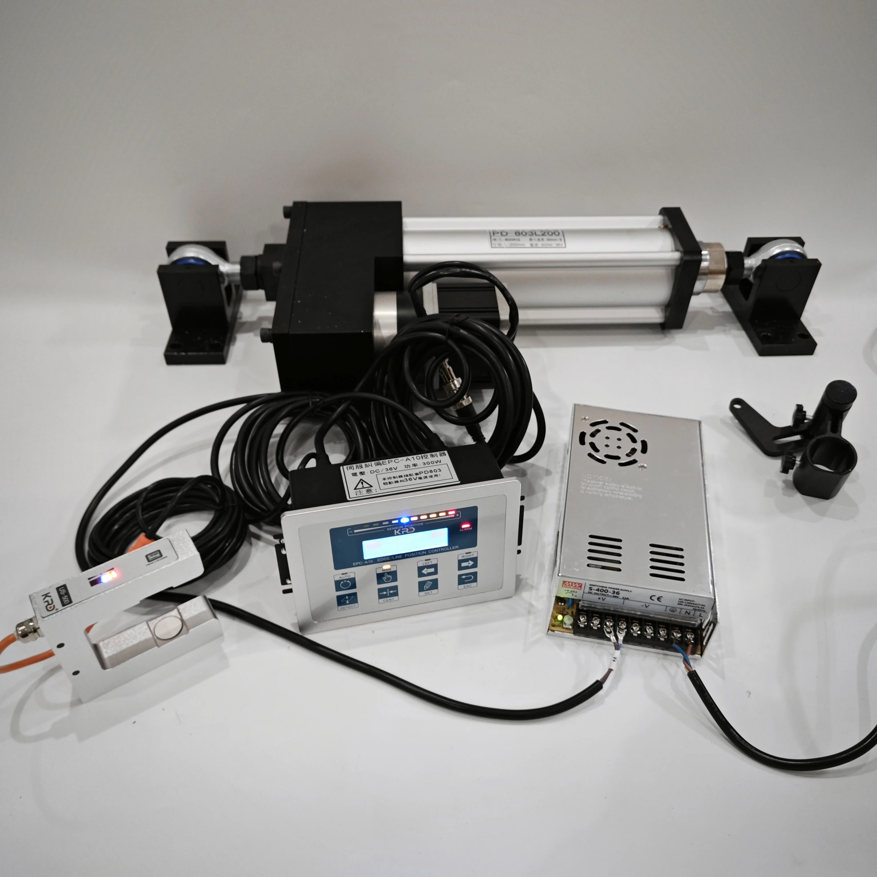 EPC-A10 Servo Web Guide System Line Edge Position Controller PD-803L200 Actuator 800kg 200mm US-500 Ultrasonic Sensor