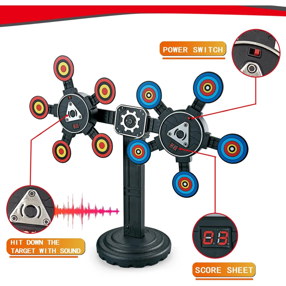 Electronic Rotating Moving Shooting Target Auto Reset Digital Targets for Gel Ball Toy Gun Gifts for Kids Boys Girls