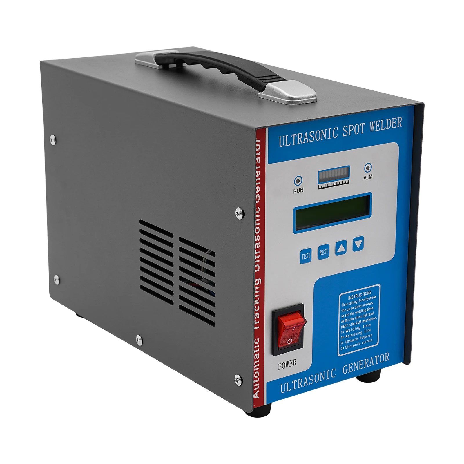 Máquina de solda plástica ultrassônica, 700w, 28khz, portátil, 10 cabeças de solda, controle lcd, 0.01-9.99s, soldagem para pp/abs