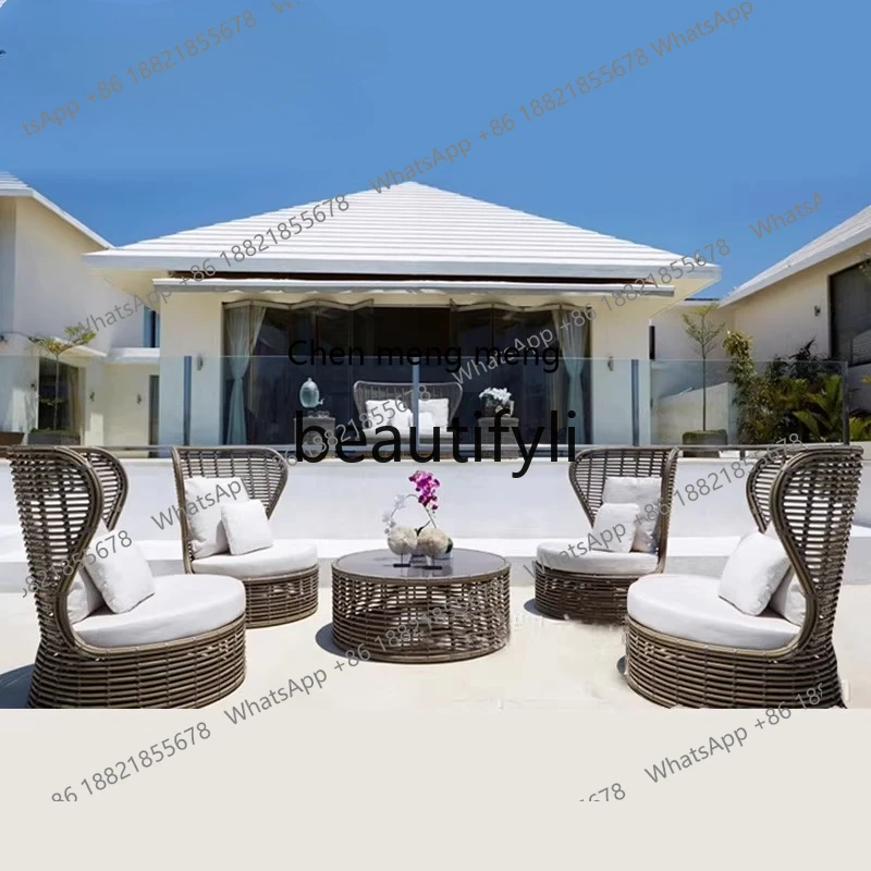 

X Outdoor Sofa Courtyard Garden Terrace Creative Open-air Rattan Woven Leisure Sofa