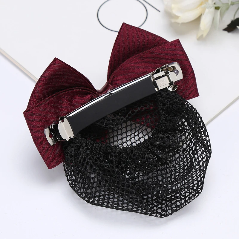 Professional Head Flower Hotel Nurse Bank Lady Net Bag Bowknot Stewardess Hair Net Clip Hair Accessories Headwear