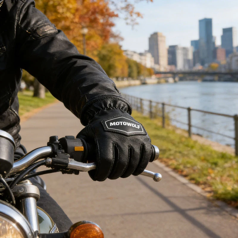 Windproof Anti-drop Motorcycle Gloves Four Seasons Retro Locomotive Sheep Leather Breathable Touch Screen Motorbike Riding Glove