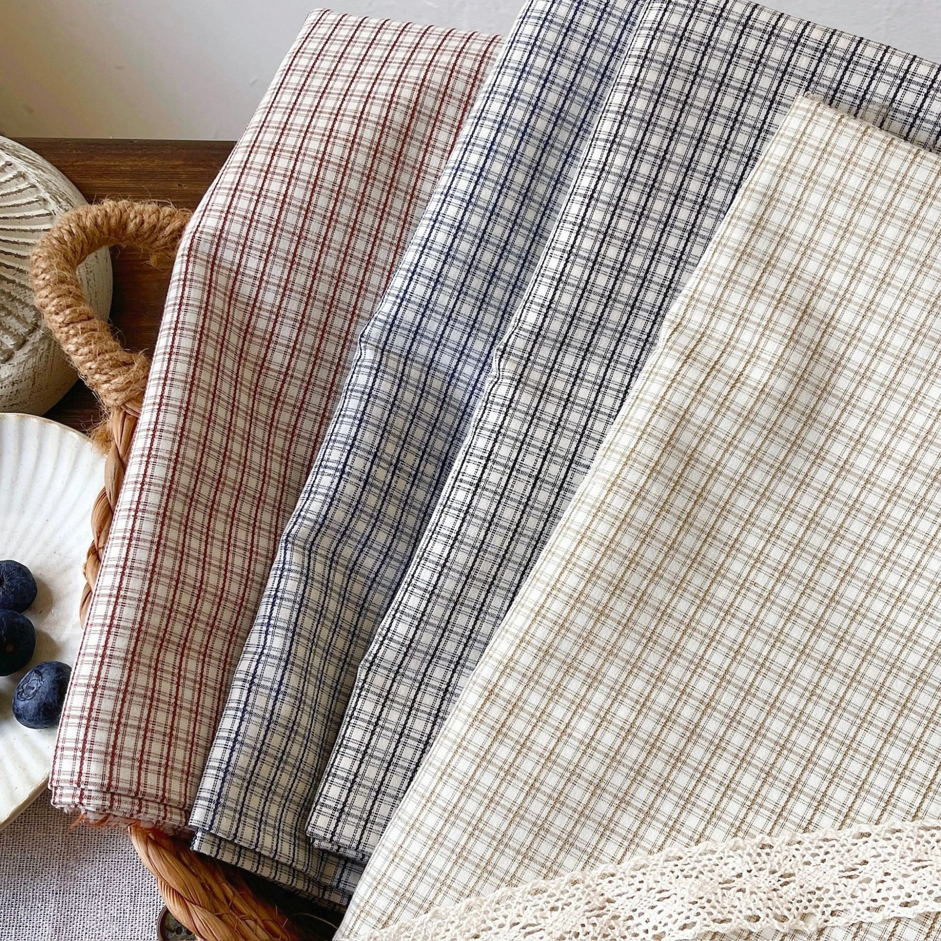 

Color Pure Cotton Grid Stereo Jacquard Popular Korean Textile Blouse Dress Sleep Cute Girl Basic Hand Craft Bundle Yard Cloth