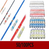 50/100 Pcs Heat Shrink Butt Crimp Terminals Waterproof Solder Seal Heat Connector Electrical Wire Car Insulated Terminal Kit