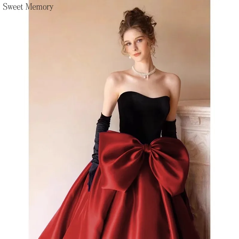 

Sweet Memory J1148 Strapless Homecoming Dresses Sexy Gown Floor Length Dresses for Women Party Wedding Evening Vestido With Bow