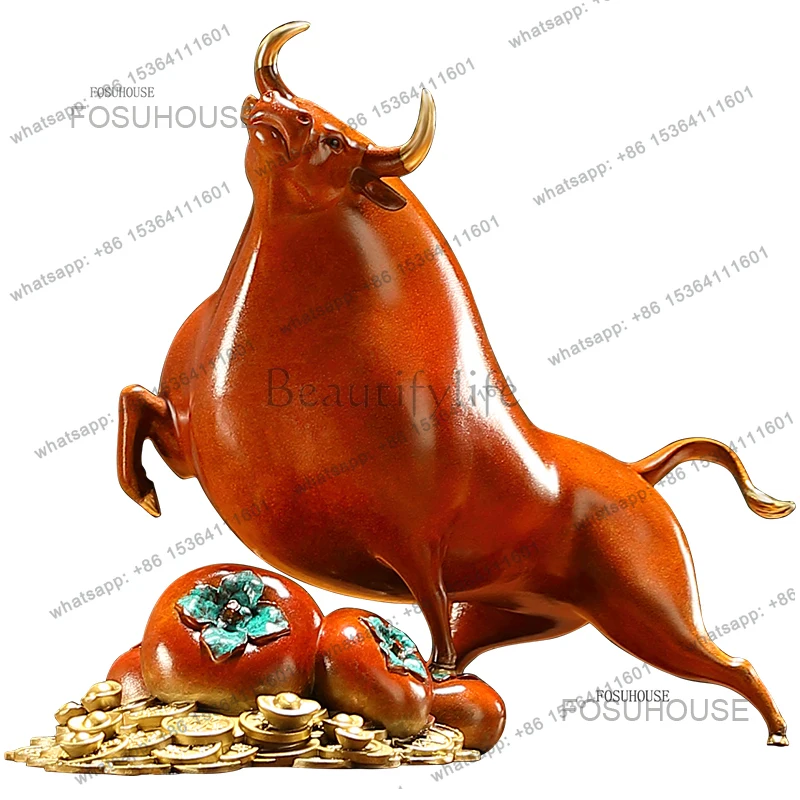Bronze Cattle Sculptures Ornaments Office Stock Market Living Room Bull Spirit Skyrocketing statues Crafts Opening home decor