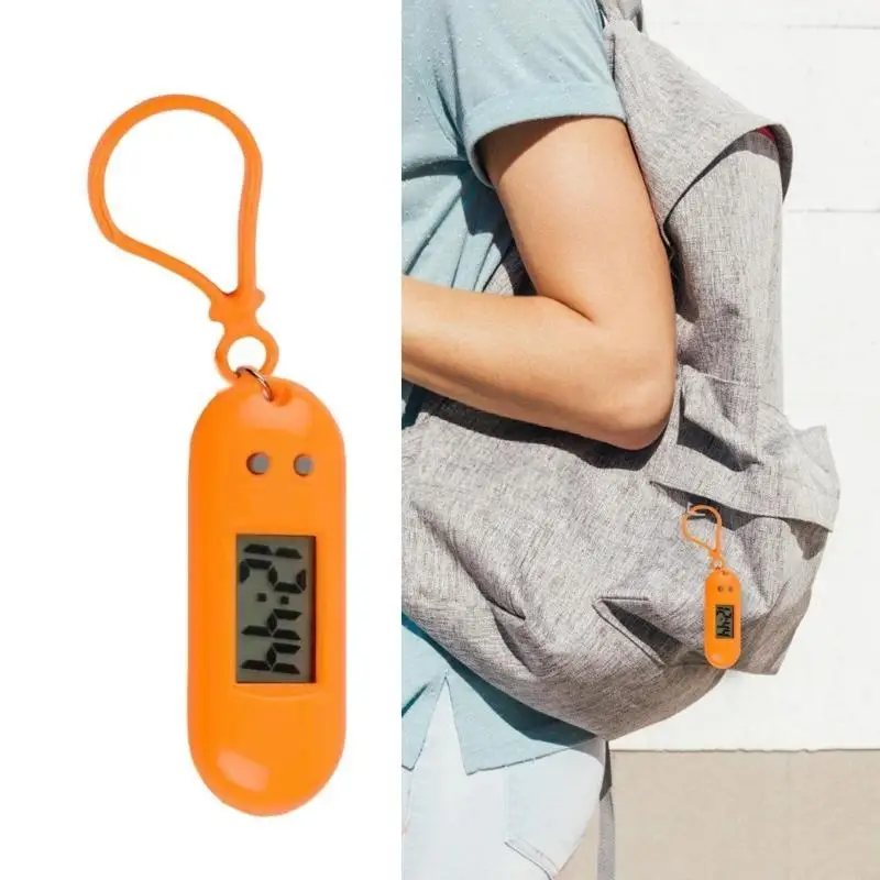 195C LED Digital Keychain Pocket Watch Miniature Clock Convenient Backpack for Students Kids Outdoor Activity Plastic Timer