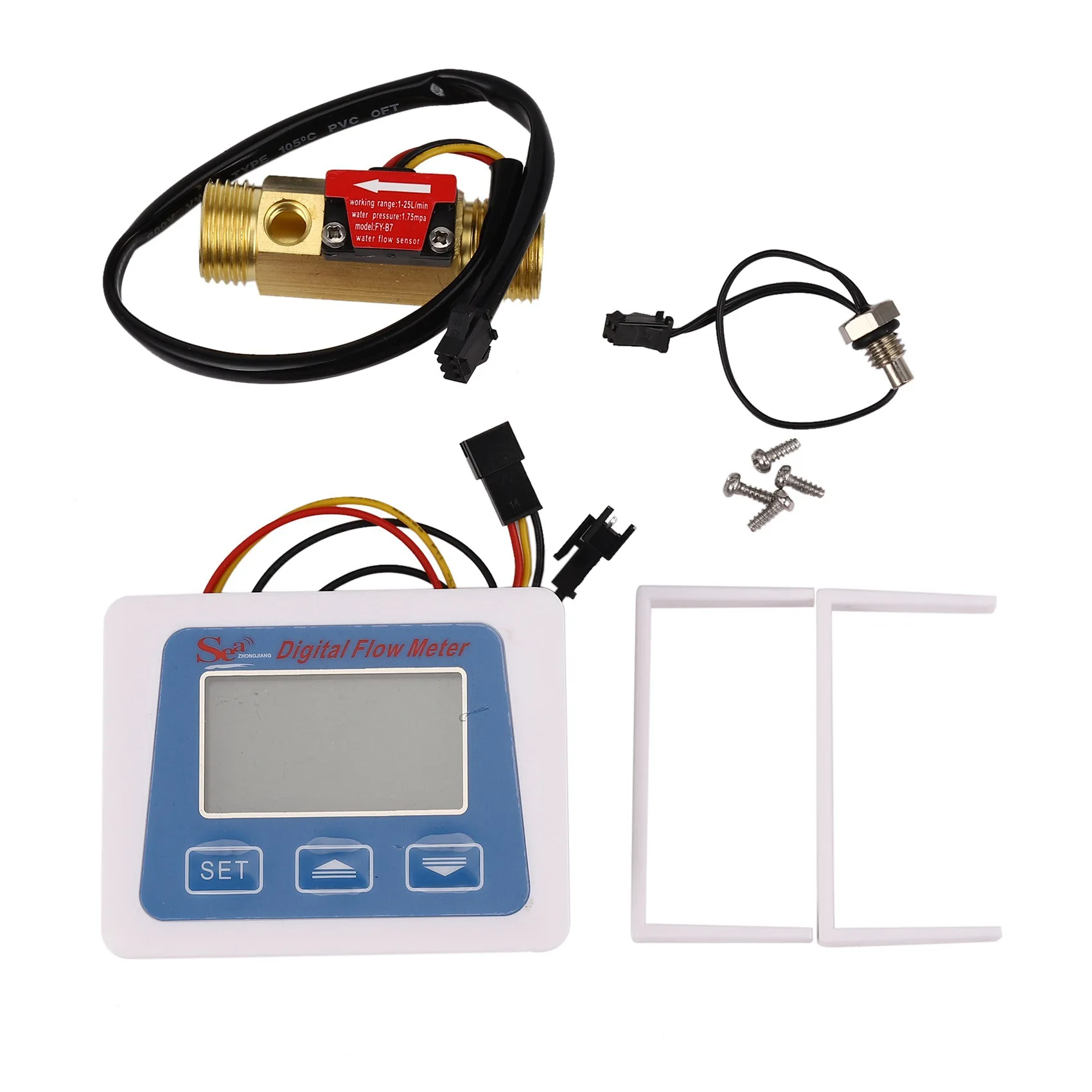 

Digital Lcd Display Water Flow Sensor Meter Flowmeter Rotameter Temperature Time Record With G1/2 Flow Sensor