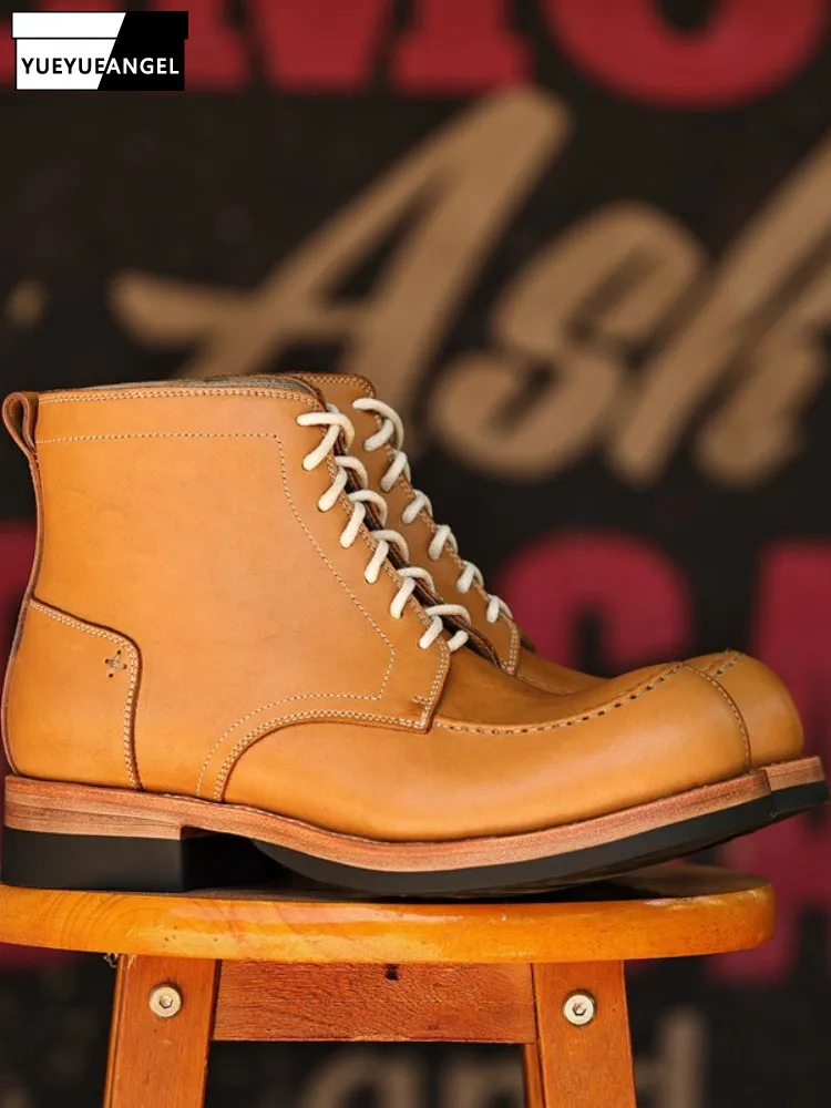 النمط الياباني جلد طبيعي جولة تو الدانتيل متابعة حذاء من الجلد بلون جلد البقر الذكور منصة يصعب ارتداء عالية أعلى الأحذية