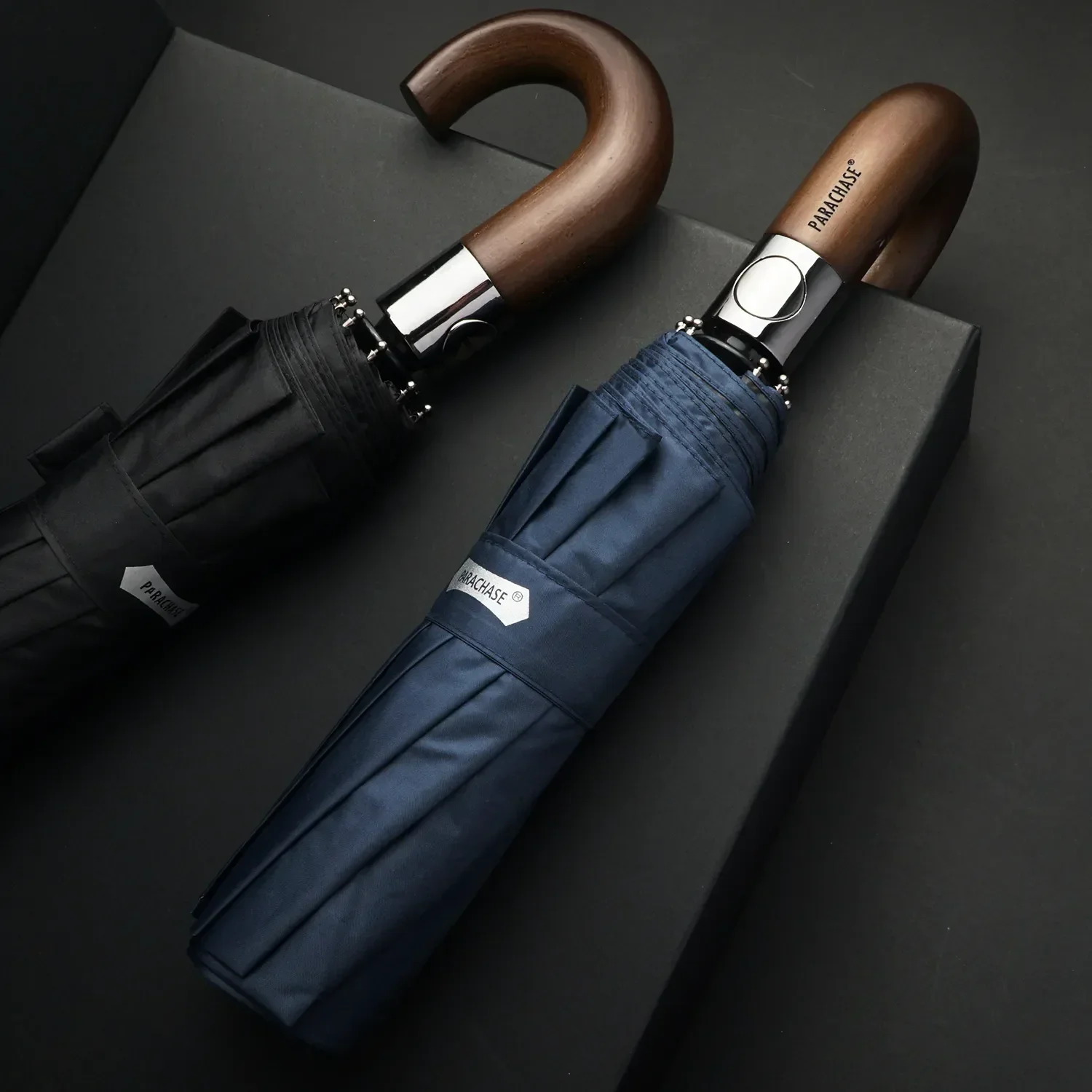 

JBTP New Automatic Folding Umbrella Men Women 10K Strong Windproof Rain Umbrellas Anti UV Sun Protection Wooden Handle Paraguas