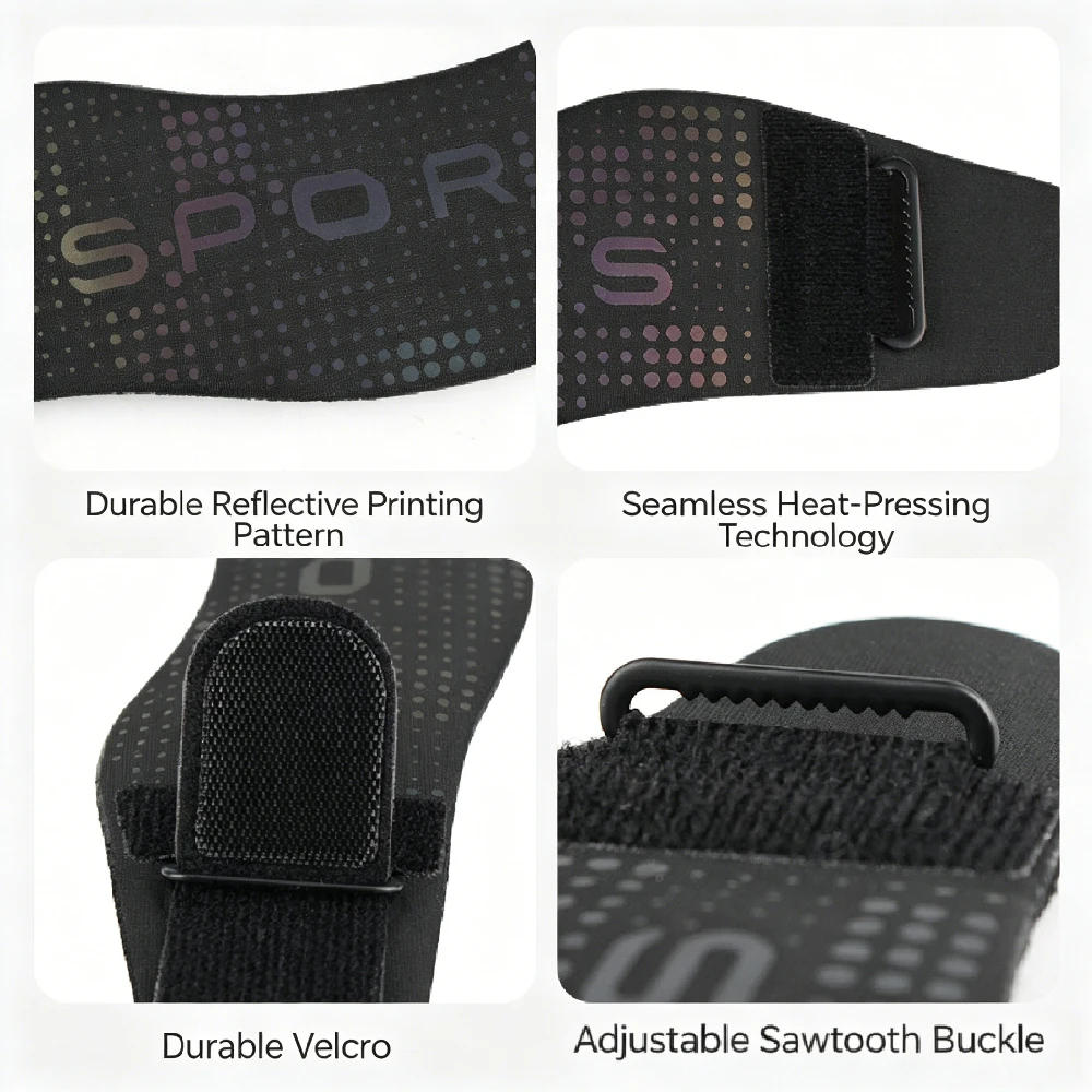 1PCS Reflective Patellar Tendon Support Strap with Silicone Cushion, Adjustable Knee Brace Band for Running, Basketball, Soccer