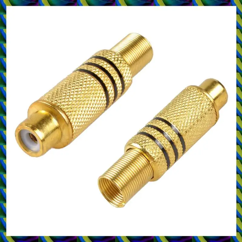 قابس موصل RCA اليومي، 120 حزمة من مسامير توصيل RCA أنثى الصوت والفيديو في الخط مهايئ الرافعة المطلي بالذهب نوع اللحام، ذهبي