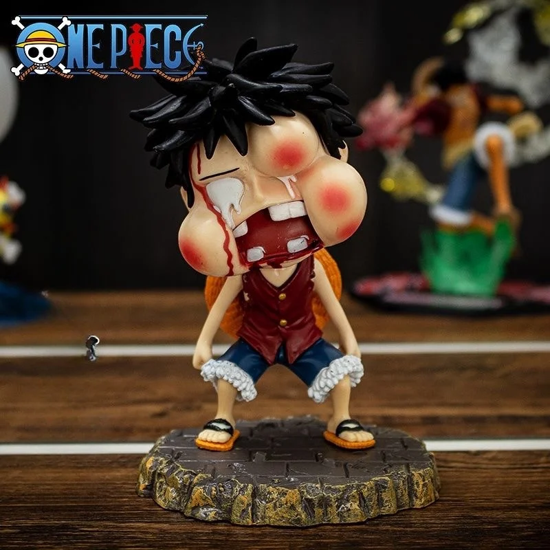 13.5CM FigureCrazy One Piece Figure Luffy Funny Fat Face Swelling Model Toys Kawaii PVC Figures Model Ornaments Tide Play Gifts