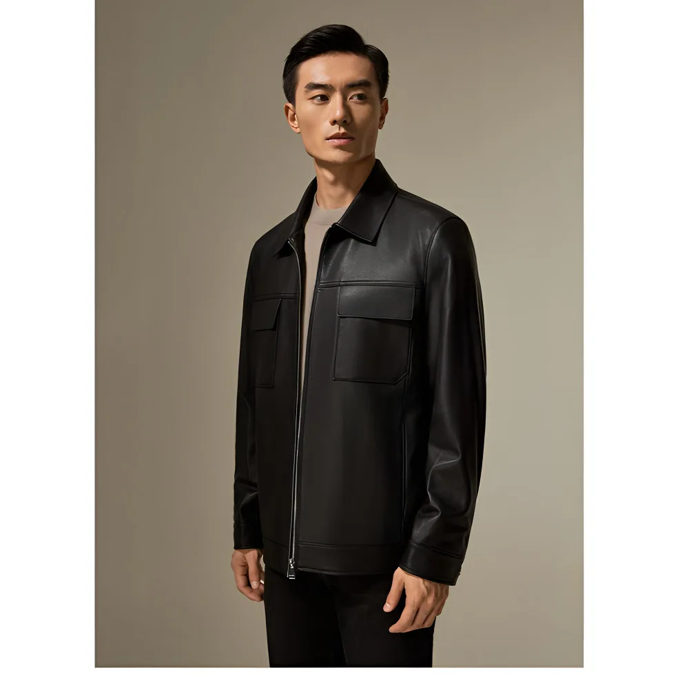 Mens Leather Jacket Genuine Cowhide Business Casual Blazer High Quality Mens Outerwear Autumn Winter Coat Fashion Motorcycl
