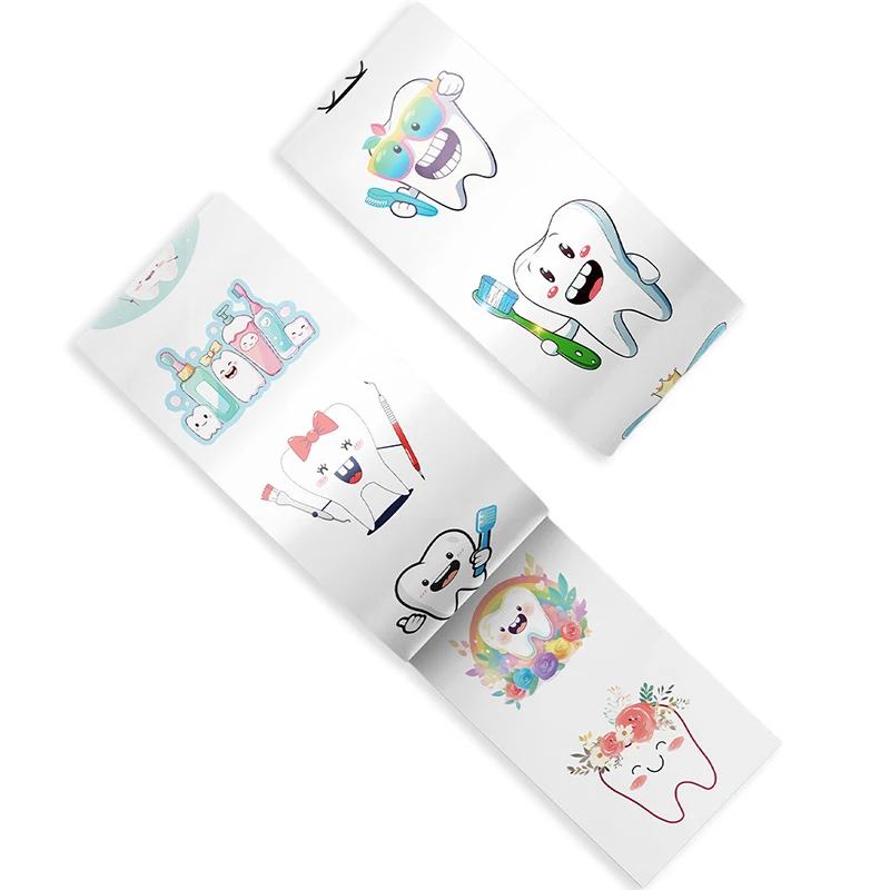 New 500 Sheets/roll Protect Teeth Cartoon Stickers For Kids Students Graffiti Laptop Stationery Cute Sticker Dental Clinic Gifts