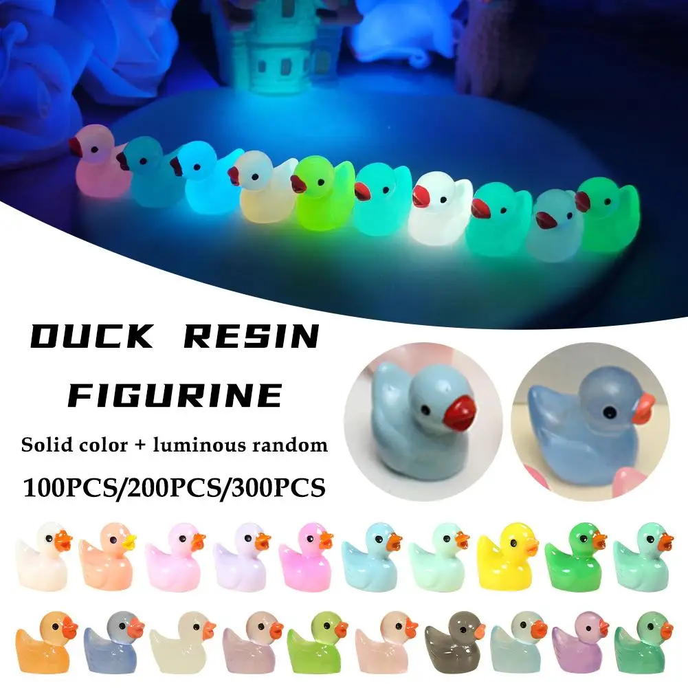 100/300PCS di Alta Qualità Luminoso Mini Anatre Ornamento Figure In Miniatura Piccolo Anatra Accessori Artigianali In Resina Decorazione Della Casa