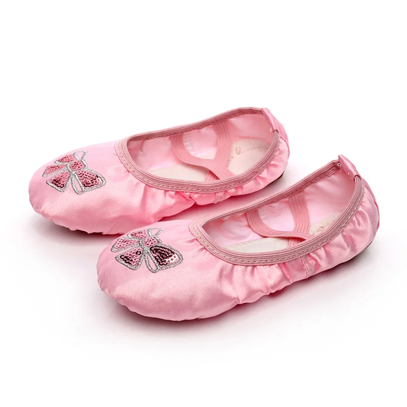 2024 Girl's Satin Ballet Dance Shoes Soft Sole Flats Yoga Fitness Shoes For Girl Pink Satin Ballet Shoe Breathable Slippers