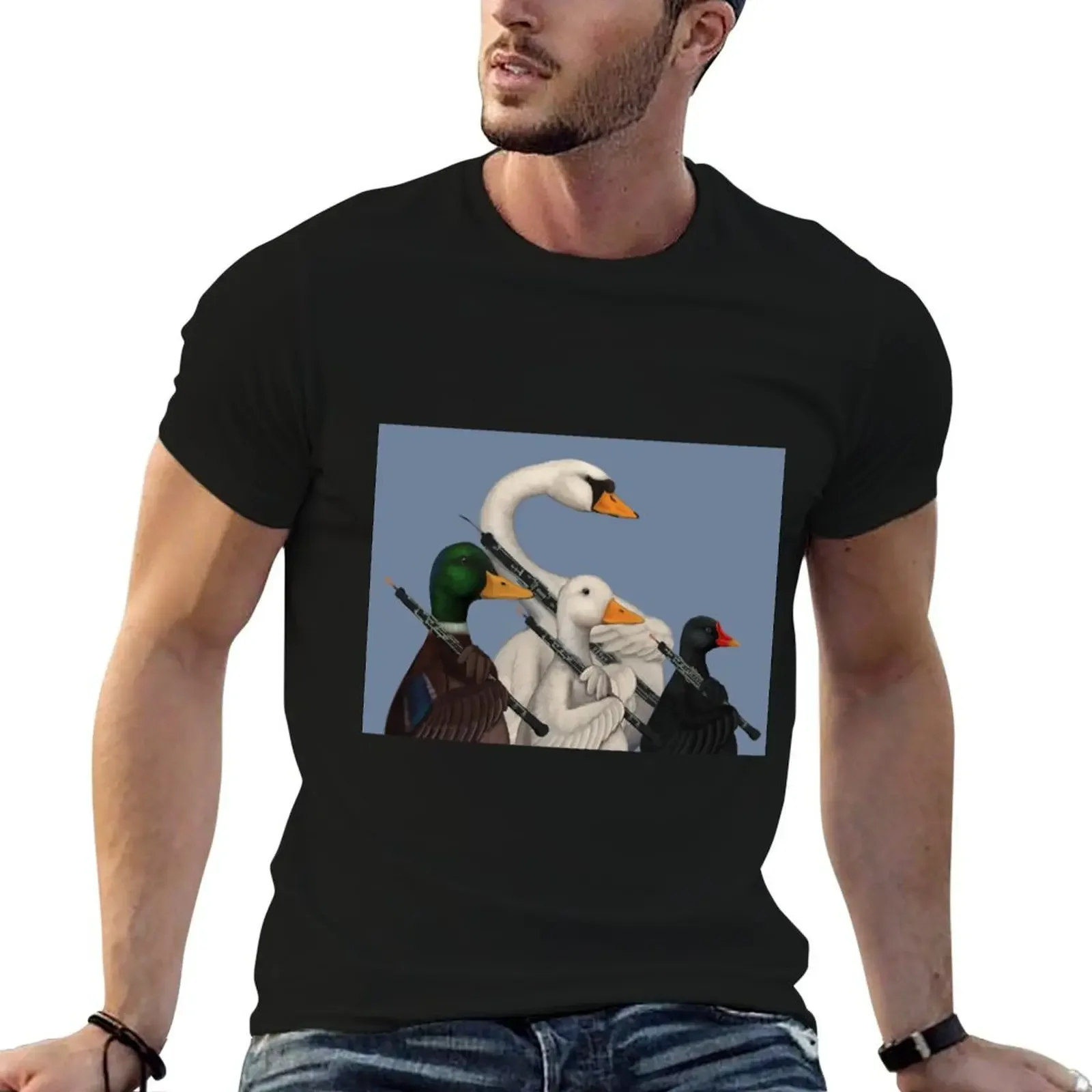 

Musical Duck, Goose, Moorhen & Swan T-Shirt plus sizes anime tshirt cute clothes for a boy Men's clothing