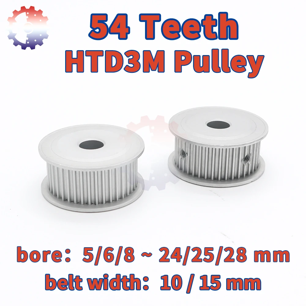 54Teeth HTD3M Pulley 3M Timing Pulley Bore 5/6/8~28mm 54 Teeth 54T 3M Belt Width 10/15mm 3M Belt Pulley HTD3M Synchronous Wheels