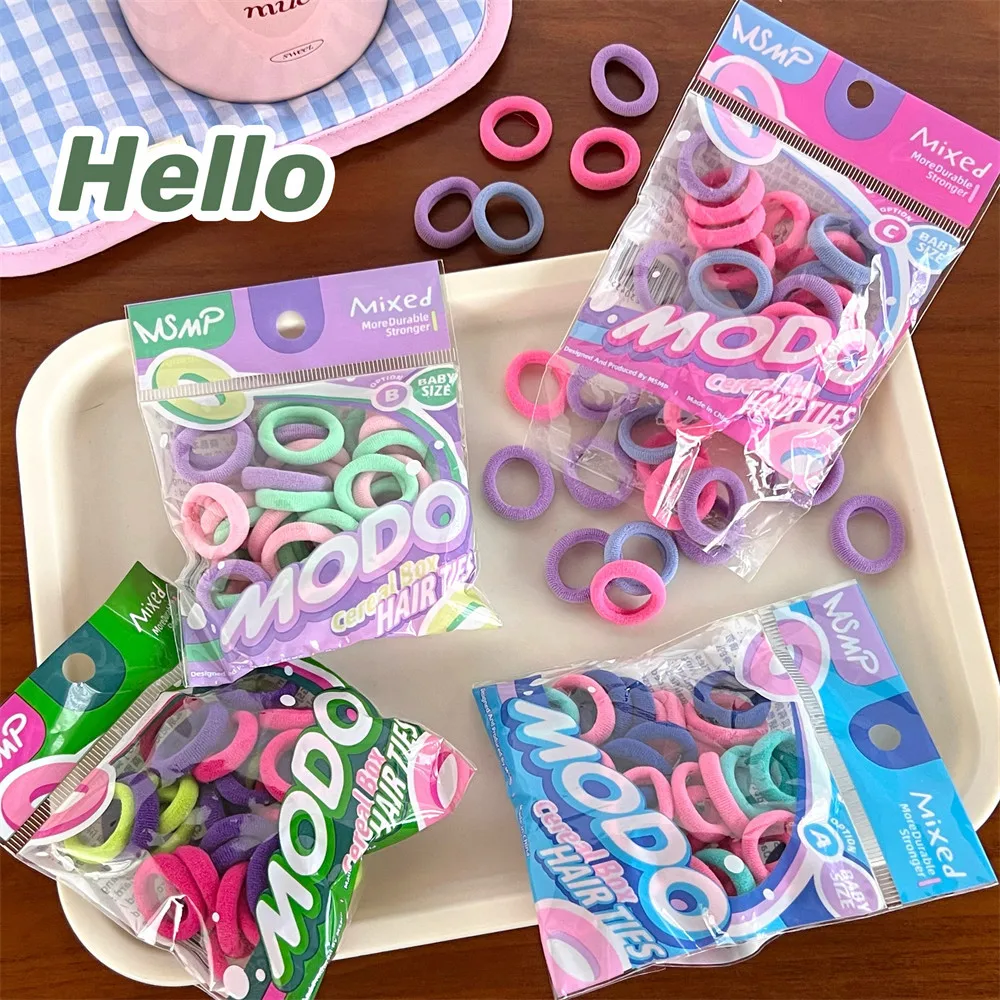 400Pcs New Cute Candy Color Children's Towel Hoop Bag for Babies No Harm to Hair Seamless Headband Small Basic Edition ﻿