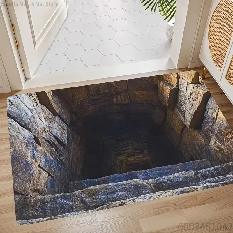 2D Optical Illusion Endless Cave Design Doormat Rug For Bedroom Carpet For Live Room Floor Mat Welcome Mat Home Decor