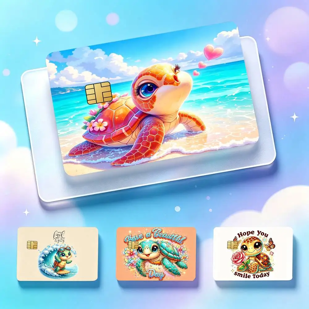 Cute Sea Turtle Series Card Stickers for Bank Access Protective Waterproof Film Cover Sticker Surprise Gift
