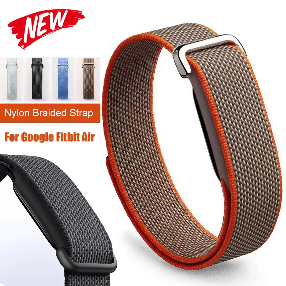 Image of Nylon geflochtenes Uhrenarmband für Google Fitbit Air Sport Loop, atmungsaktives Armband, Ersatzarmband, verstellbar, bequem, für Männer und Frauen