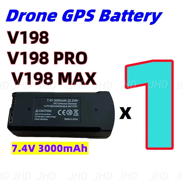 JHD Original 7.4V 3000mAh V198 MAX PRO Drone Battery V198 8K GPS RC Quadcopter V198PRO Spare Battery Drone Parts