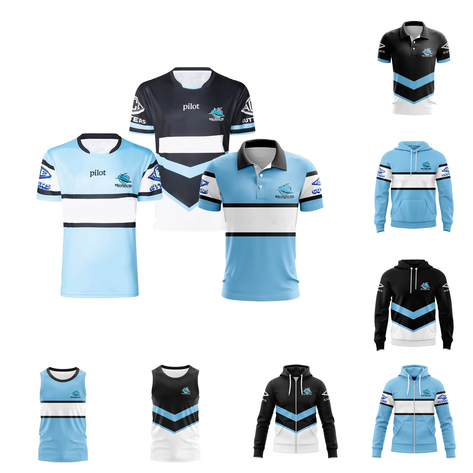 2025 Cronulla-Sutherland Sharks Mens Home/Away Singlet Rugby Jersey Sports Hoodies Customize