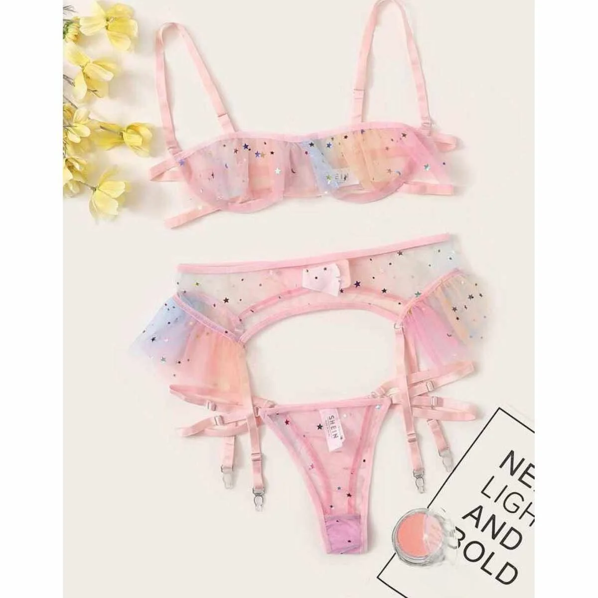 

Женский комплект нижнего белья Pink Me со звездным узором, домашняя одежда Long Sve V-Ne, тонкий хлопковый материал, летнее домашнее использование