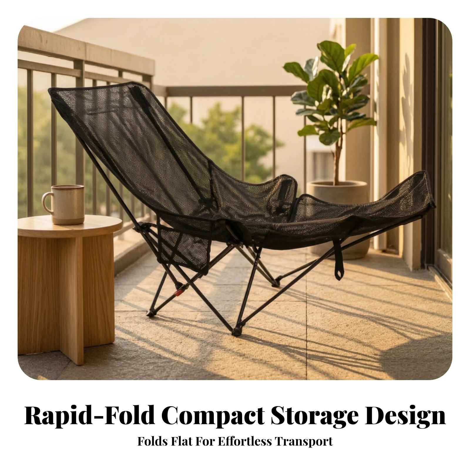 Furniture Adjustable Chair with Leg Rest Foldable Lounger with Side Pocket Breathable for Campers, Camping, Patio view 5