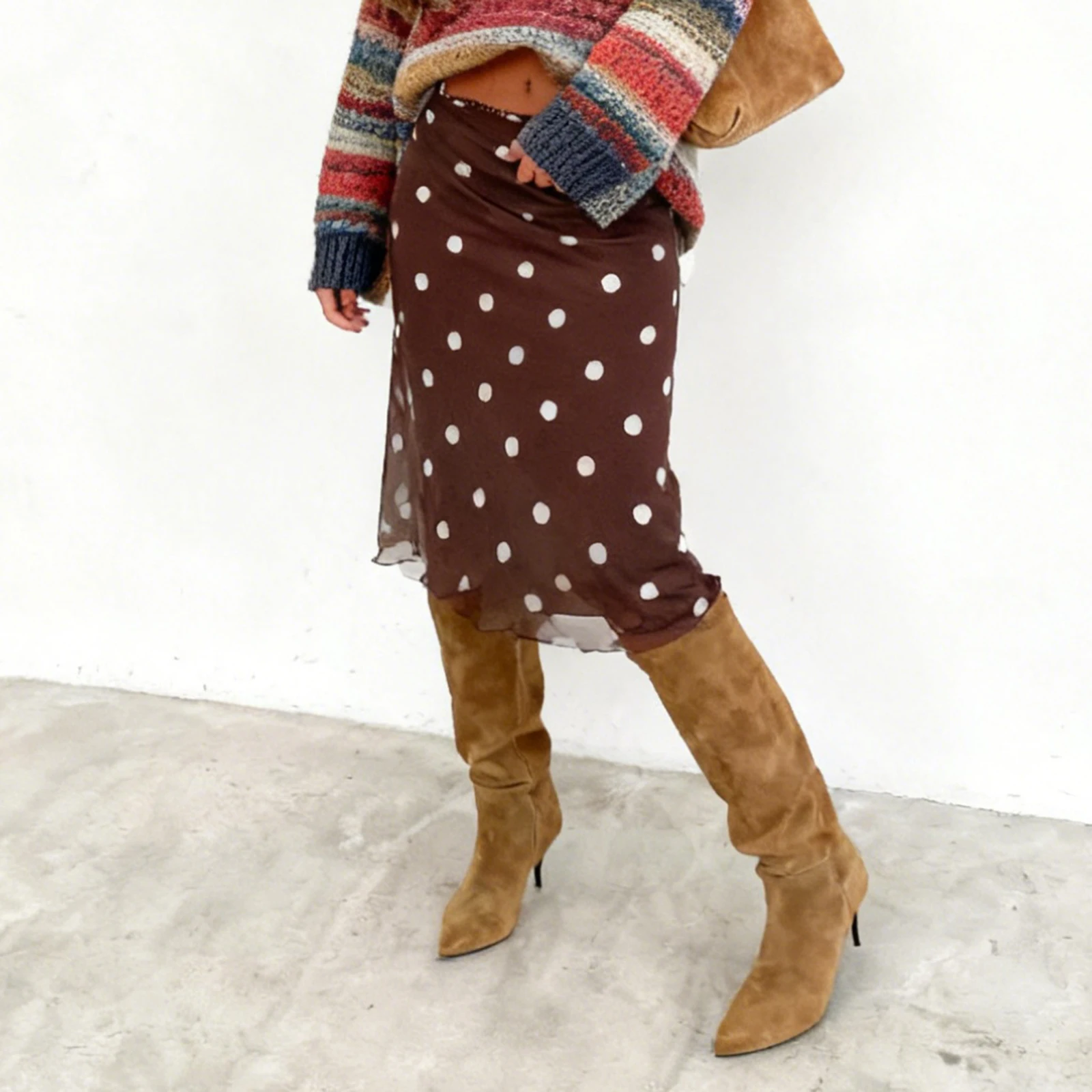 Womens Elegant Polka Dots Midi Skirt Lace Trim A line Sheer Mesh Pencil Long Skirts Summer Flowy Long Skirt Going Out