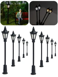 10Pcs Model Railroad Street Lamps OO Scale 1:75 1:100 1:150 Warm White LEDs Street Light Model Building Layout Scenery LED Lamp